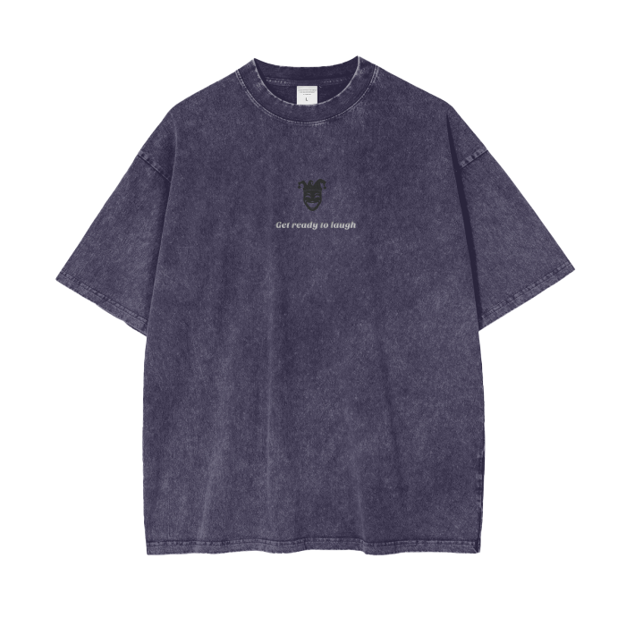 Jester Logo & Slogan Acid Wash Oversize T-Shirt - 250 GSM