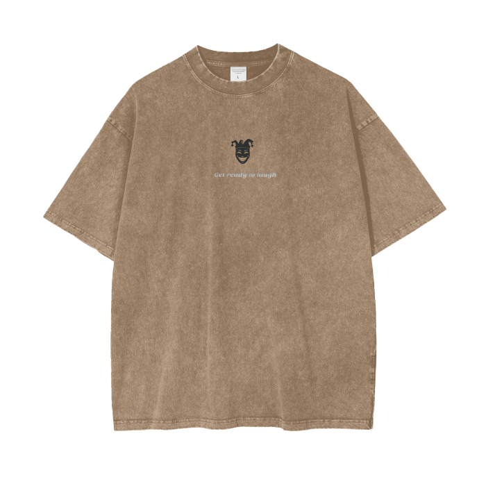 Jester Logo & Slogan Acid Wash Oversize T-Shirt - 250 GSM