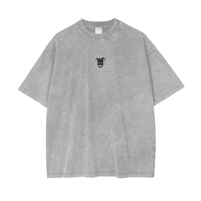 Jester Logo & Slogan Acid Wash Oversize T-Shirt - 250 GSM