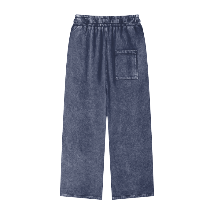 Jester Pocket-Logo Acid Wash Straight Leg Pants - 360 GSM