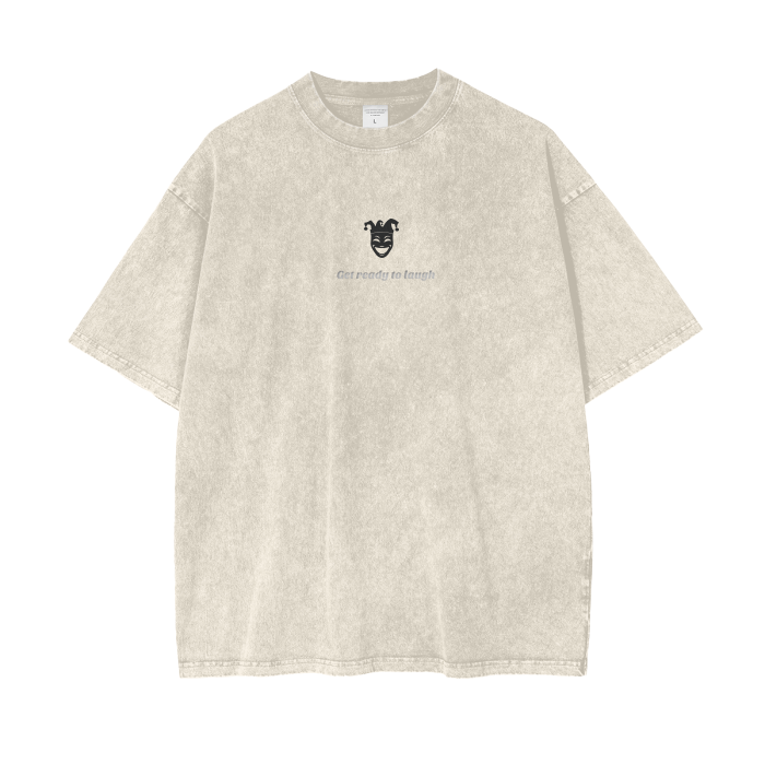 Jester Logo & Slogan Acid Wash Oversize T-Shirt - 250 GSM