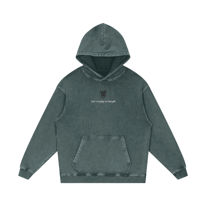 Jester Logo & Slogan Acid Wash Oversize Hoodie - 420 GSM