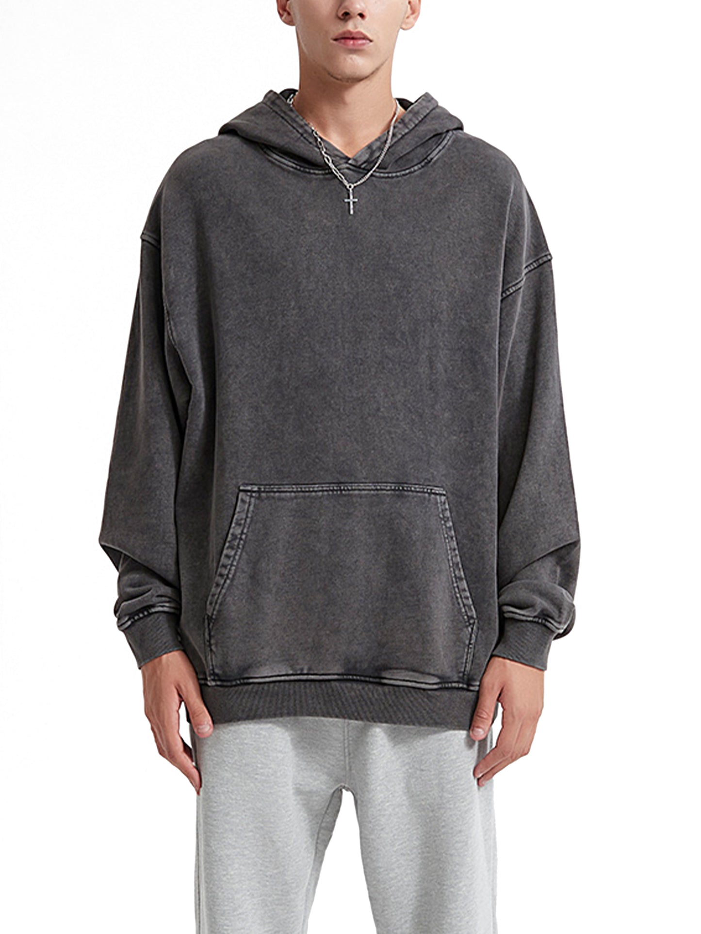 Jester Logo & Slogan Acid Wash Oversize Hoodie - 420 GSM